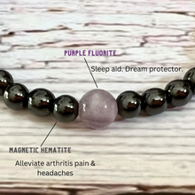 Load image into Gallery viewer, Magnetic Therapy Pain Relief &amp; Sleep Aid  With Purple Fluorite Bracelet