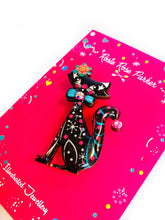 Load image into Gallery viewer, Retro Dapper Atomic Cat Brooch by Rosie Rose Parker