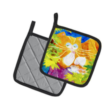 Load image into Gallery viewer, Cat Tea Time Pot Holders - Set of 2 Decorative Kitchen Helpers | Made in the USA 6101PTHD