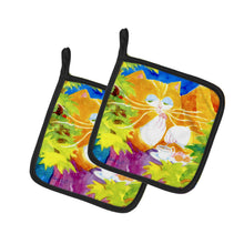 Load image into Gallery viewer, Cat Tea Time Pot Holders - Set of 2 Decorative Kitchen Helpers | Made in the USA 6101PTHD