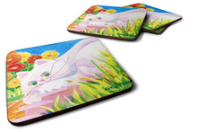 Load image into Gallery viewer, White Cat Coasters - Set of 4 Lightweight Foam, Absorbent Drink Coasters