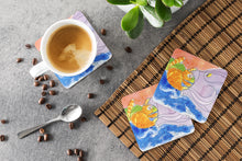 Load image into Gallery viewer, Cat and the Big Fish Coasters - Set of 4 Lightweight Foam, Absorbent Drink Coasters
