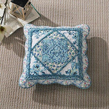 Load image into Gallery viewer, Tache Cotton Patchwork White Blue Floral Scalloped Petal Dance Cushion Covers / Euro Sham (JHW-646)