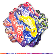 Load image into Gallery viewer, Fish - Koi in the pond Coasters - Set of 4 Lightweight Foam, Absorbent Drink Coasters