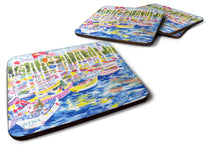 Load image into Gallery viewer, Bunch of boats at Harbour Coasters - Set of 4 Lightweight Foam, Absorbent Drink Coasters