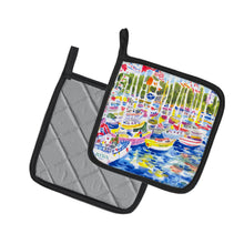 Load image into Gallery viewer, Bunch of boats at Harbour Pot Holders - Set of 2 Decorative Kitchen Helpers | Made in the USA 6117PTHD