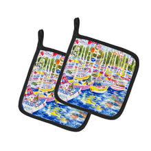 Load image into Gallery viewer, Bunch of boats at Harbour Pot Holders - Set of 2 Decorative Kitchen Helpers | Made in the USA 6117PTHD