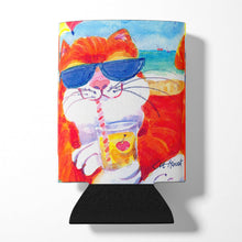 Load image into Gallery viewer, Cool Cat with Sunglasses at the beach Can or Bottle Beverage Insulator Hugger