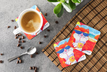 Load image into Gallery viewer, Cool Cat with Sunglasses at the beach Coasters - Set of 4 Lightweight Foam, Absorbent Drink Coasters