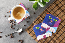Load image into Gallery viewer, Big Blue Cat Coasters - Set of 4 Lightweight Foam, Absorbent Drink Coasters