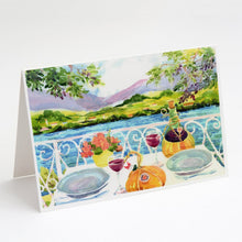 Load image into Gallery viewer, Afternoon of Grape Delights Wine Greeting Cards -  Blank Note Cards – 8-Pack of Artist-Designed Cards with Envelopes