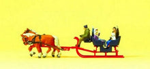 Load image into Gallery viewer, Preiser 30420 HO Scale Tourists in Sleigh Sleigh w/Driver, Passengers &amp; 2 Horses