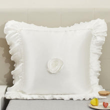 Load image into Gallery viewer, Tache Satin Ruffle Pearl White Ivory Sweet Victorian Euro Sham (MZ002W)