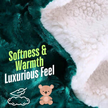 Load image into Gallery viewer, DaDa Bedding Mermaid Scales Emerald Green Blue w/ Sherpa Backside Faux Fur Throw Blanket (BL-171805)