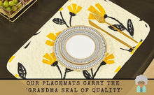 Load image into Gallery viewer, DaDa Bedding Botanical Floral Dining Table Placemats - Set of 4-Pieces Quilted Ivory with Yellow Fleur Golden Orange Spring Time Tulips - 13 x 19