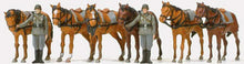 Load image into Gallery viewer, Preiser 16597 HO Scale Unpainted Figures -- Soldiers Draft Horses