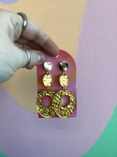 Load image into Gallery viewer, Crushed Gold Autumn Statement Earrings