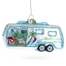 Load image into Gallery viewer, Silver Camper Trailer Glass Christmas Ornament