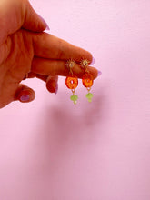 Load image into Gallery viewer, Orange Sparkly Album Dangle Earring
