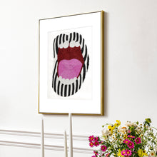 Load image into Gallery viewer, Black White Stripes Lipstick Wall Art