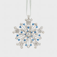 Load image into Gallery viewer, Sparkle snowflake ornament, sapphire