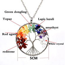 Load image into Gallery viewer, Chakra Tree Of Life Pendant Necklace With Owl Lucky Charm