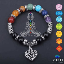 Load image into Gallery viewer, 7 Chakra Healing Heart Bracelet
