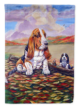 Load image into Gallery viewer, Basset Hound Little one watching Flag Canvas House Size