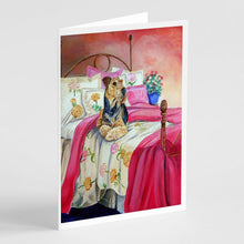 Load image into Gallery viewer, Airedale Waiting on Mom Greeting Cards -  Blank Note Cards – 8-Pack of Artist-Designed Cards with Envelopes