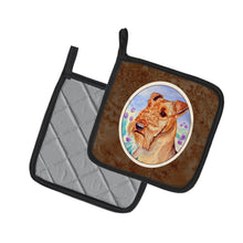 Load image into Gallery viewer, Airedale Terrier in Flowers Pot Holders - Set of 2 Decorative Kitchen Helpers | Made in the USA 7007PTHD