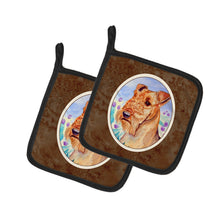 Load image into Gallery viewer, Airedale Terrier in Flowers Pot Holders - Set of 2 Decorative Kitchen Helpers | Made in the USA 7007PTHD