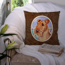 Load image into Gallery viewer, Airedale Terrier in Flowers Throw Pillow - 14x14 Decorative Pillow – Art for Your Home &amp; Patio 7007PW1414