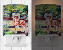 Load image into Gallery viewer, Chinese Crested on the Patio Ceramic Night Light 7021CNL