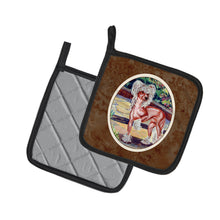 Load image into Gallery viewer, Chinese Crested on the Patio Pot Holders - Set of 2 Decorative Kitchen Helpers | Made in the USA 7021PTHD