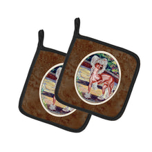 Load image into Gallery viewer, Chinese Crested on the Patio Pot Holders - Set of 2 Decorative Kitchen Helpers | Made in the USA 7021PTHD
