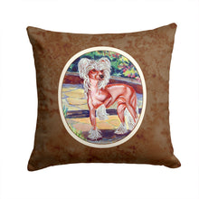 Load image into Gallery viewer, Chinese Crested on the Patio Throw Pillow - 14x14 Decorative Pillow – Art for Your Home &amp; Patio 7021PW1414