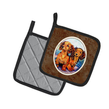 Load image into Gallery viewer, Long Hair Red Dachshund Two Peas Pot Holders - Set of 2 Decorative Kitchen Helpers | Made in the USA 7022PTHD