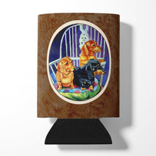 Load image into Gallery viewer, Dachshund Two Red and a Black and Tan Can or Bottle Hugger 7025CC