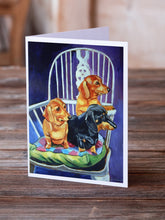 Load image into Gallery viewer, Dachshund Two Red and a Black and Tan Greeting Cards -  Blank Note Cards – 8-Pack of Artist-Designed Cards with Envelopes