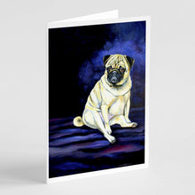 Load image into Gallery viewer, Fawn Pug Penny for your thoughts Greeting Cards -  Blank Note Cards – 8-Pack of Artist-Designed Cards with Envelopes