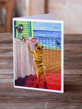 Load image into Gallery viewer, Helping Himself Fawn Pug Greeting Cards -  Blank Note Cards – 8-Pack of Artist-Designed Cards with Envelopes