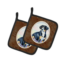 Load image into Gallery viewer, Entlebucher Mountain Dog Pot Holders - Set of 2 Decorative Kitchen Helpers | Made in the USA 7030PTHD