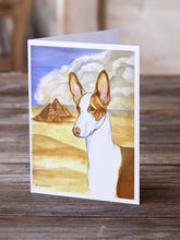 Load image into Gallery viewer, Ibizan Hound Greeting Cards -  Blank Note Cards – 8-Pack of Artist-Designed Cards with Envelopes