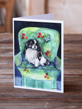 Load image into Gallery viewer, Japanese Chin in Momma's Chair Greeting Cards -  Blank Note Cards – 8-Pack of Artist-Designed Cards with Envelopes