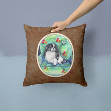 Load image into Gallery viewer, Japanese Chin in Momma's Chair Throw Pillow - 14x14 Decorative Pillow – Art for Your Home &amp; Patio 7034PW1414