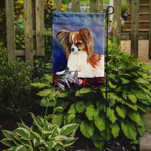 Load image into Gallery viewer, Sable Papillon with a Butterfly and rose Garden Flag – Decorative Outdoor Yard Flag