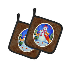 Load image into Gallery viewer, Snowman with Corgi Pot Holders - Set of 2 Decorative Kitchen Helpers | Made in the USA 7048PTHD