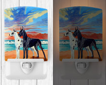 Load image into Gallery viewer, At sunset Great Dane Harlequin and Black Ceramic Night Light 7051CNL