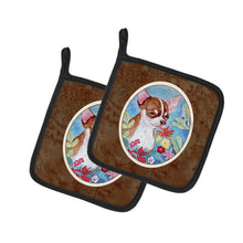 Load image into Gallery viewer, Chihuahua in flowers Pot Holders - Set of 2 Decorative Kitchen Helpers | Made in the USA 7053PTHD