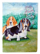 Load image into Gallery viewer, Basset Hound Double Trouble Garden Flag – Decorative Outdoor Yard Flag